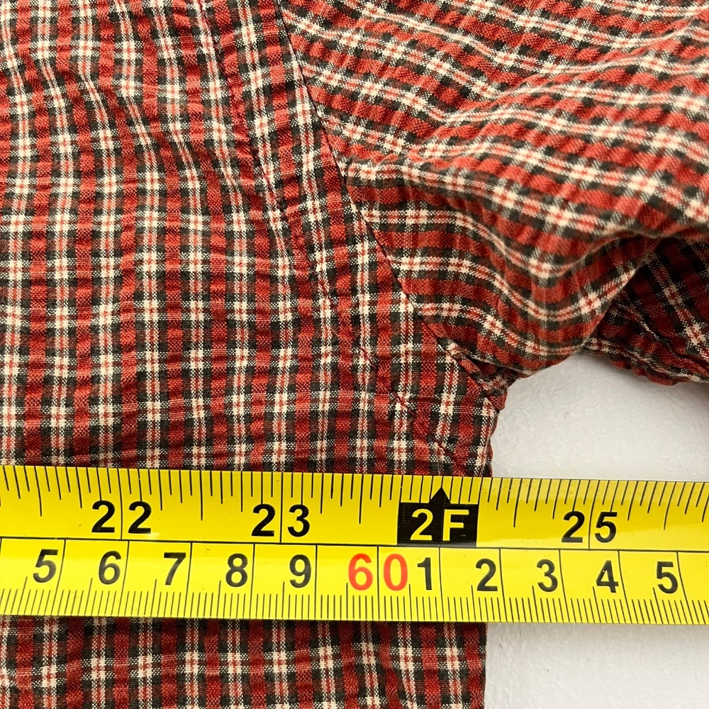 Abercrombie & Fitch Mens M Button Down Shirt Red All Over Grid Waffle Texture - Picture 7 of 8